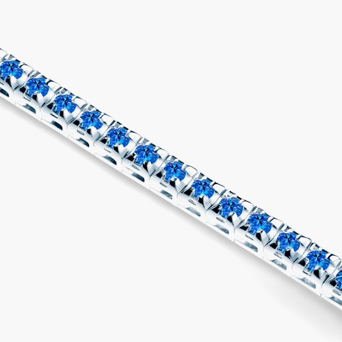 Naszyjnik tenisowy Luminy 3,0mm: białe złoto, niebieskie szafiry